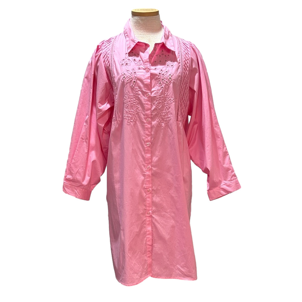 Esqualo sz 14 pink eyelet button down shirt dress NWT